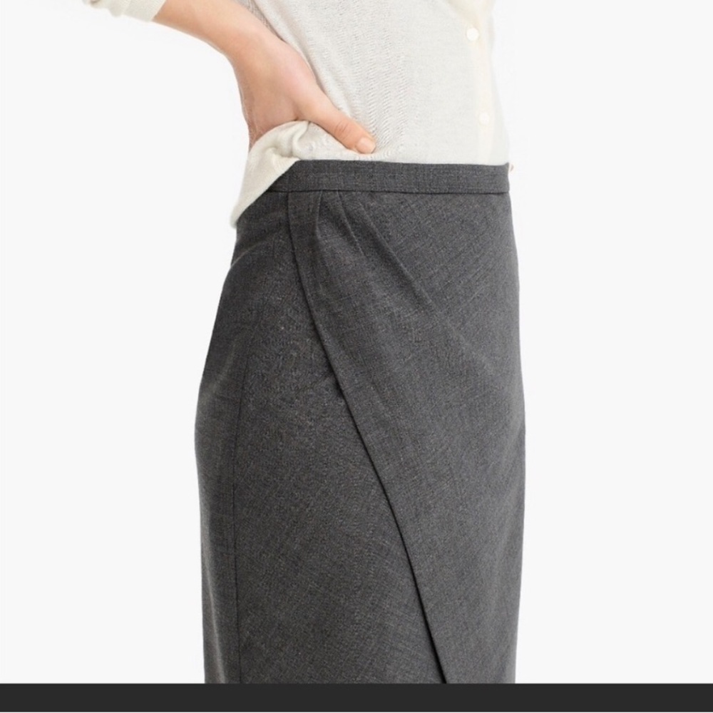 J. Crew 365 Heather Gray Wool Blend Asymmetrical Pencil Skirt